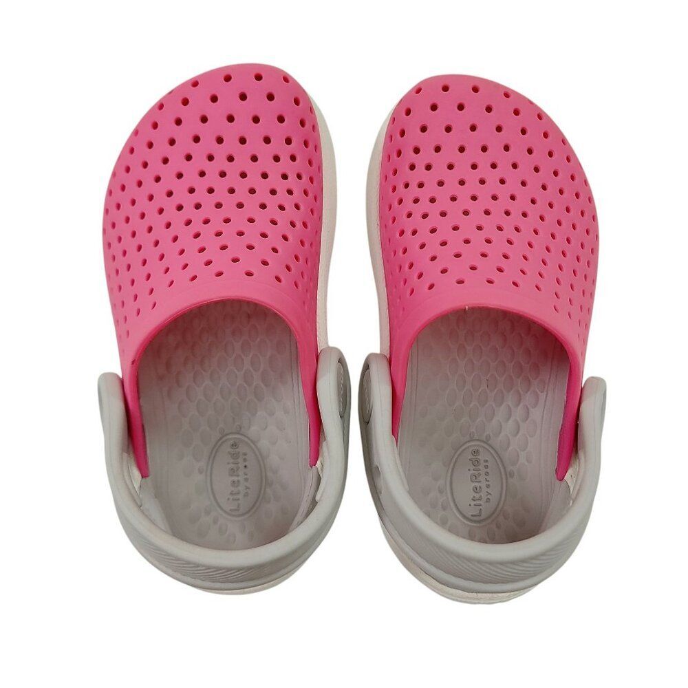 Crocs Literide Clogs Sandals Little Kids 6 Pink White - Picture 5 of 11